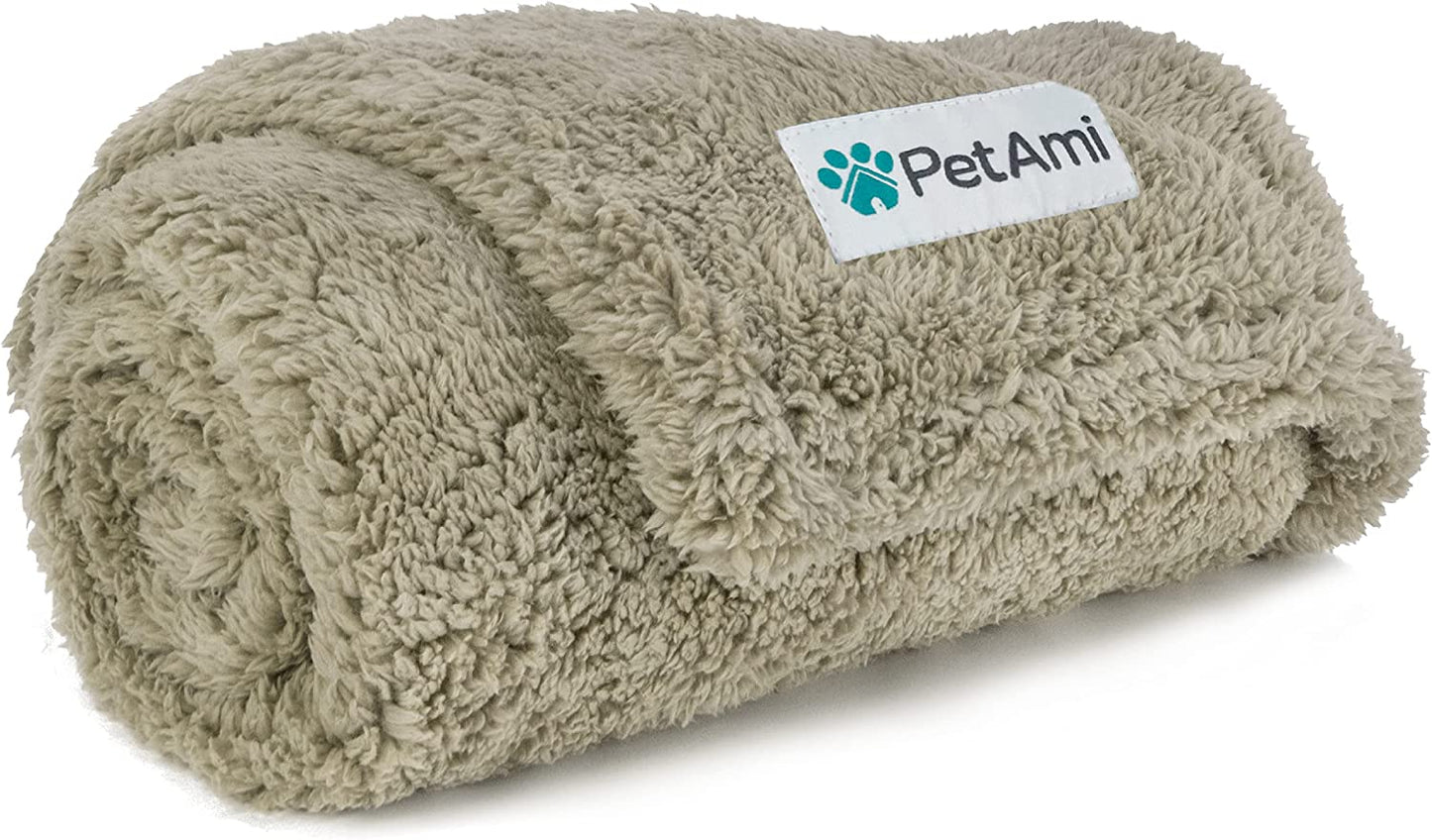 Fluffy Waterproof Pet Blanket - Soft & Cozy Sherpa Throw for Small to Medium Dogs and Cats, Reversible Couch Protector in Taupe (24x32)