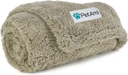 Fluffy Waterproof Pet Blanket - Soft & Cozy Sherpa Throw for Small to Medium Dogs and Cats, Reversible Couch Protector in Taupe (24x32)