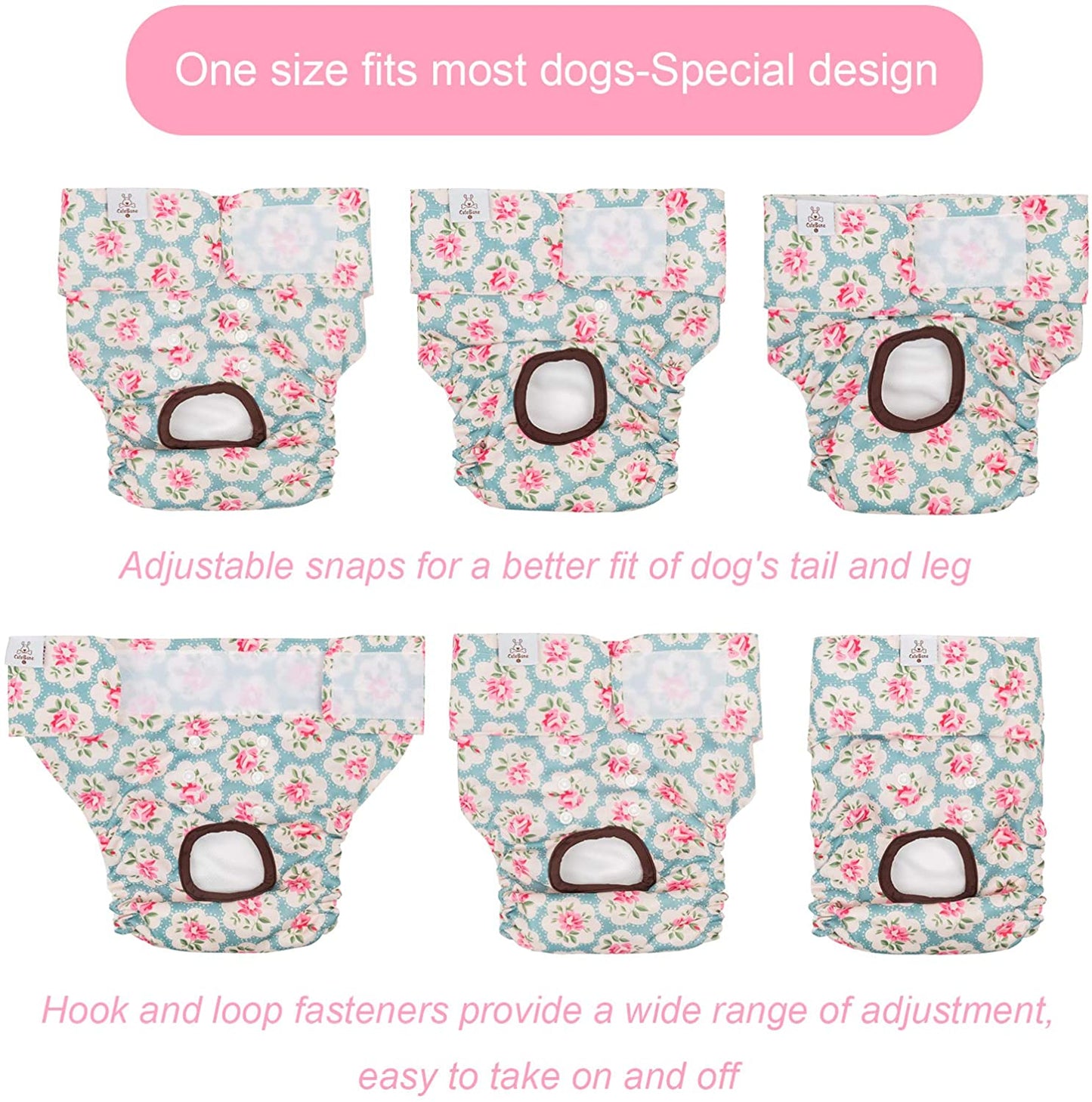Comfortable and Stylish Dog Diapers for Females - Washable 3 Pack for Heat Cycle and Potty Training - Perfect for All Breeds