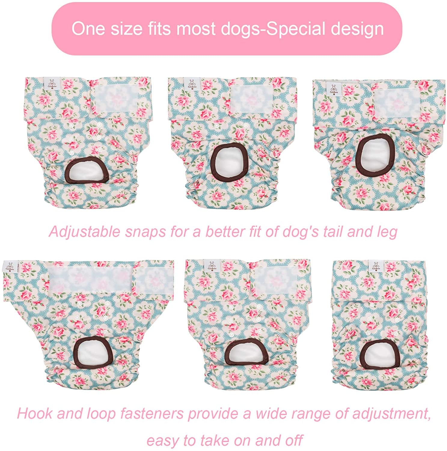 Comfortable and Stylish Dog Diapers for Females - Washable 3 Pack for Heat Cycle and Potty Training - Perfect for All Breeds