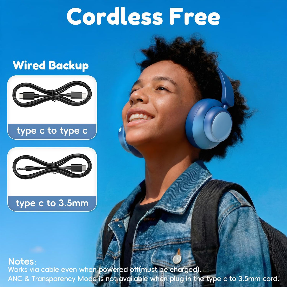 Kids Bluetooth Headphones, Active Noise Cancelling,Gradient Blue