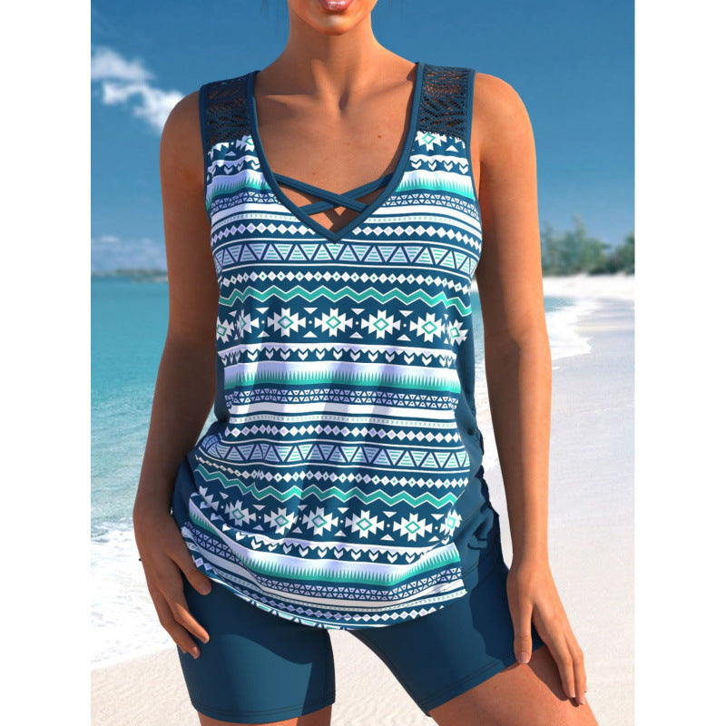 Women's Two-Piece Swimsuit Vest and Shorts