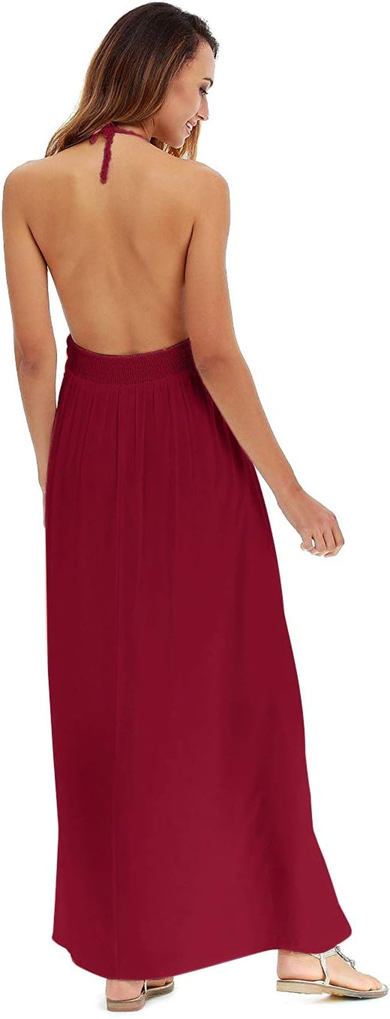 Embrace Effortless Elegance with the Women's Beach Crochet Backless Bohemian Halter Maxi Long Dress