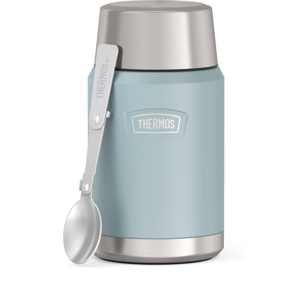 Stay Fresh & Stylish with the 24 Oz. Glacier Blue Stainless Steel Food Jar – Complete with Spoon!