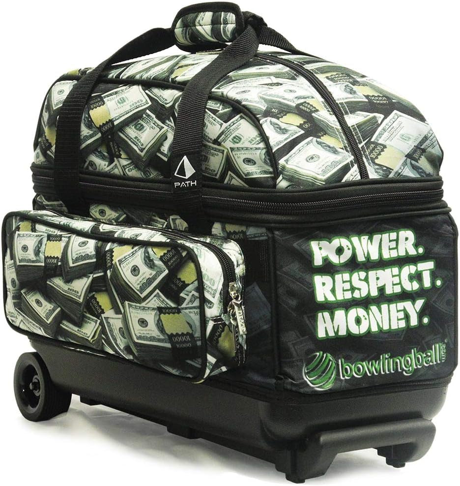 Deluxe Double Roller Bowling Bag - Store 2 Balls & 2 Pairs of Shoes with Easy Maneuverability and Ample Accessory Pockets