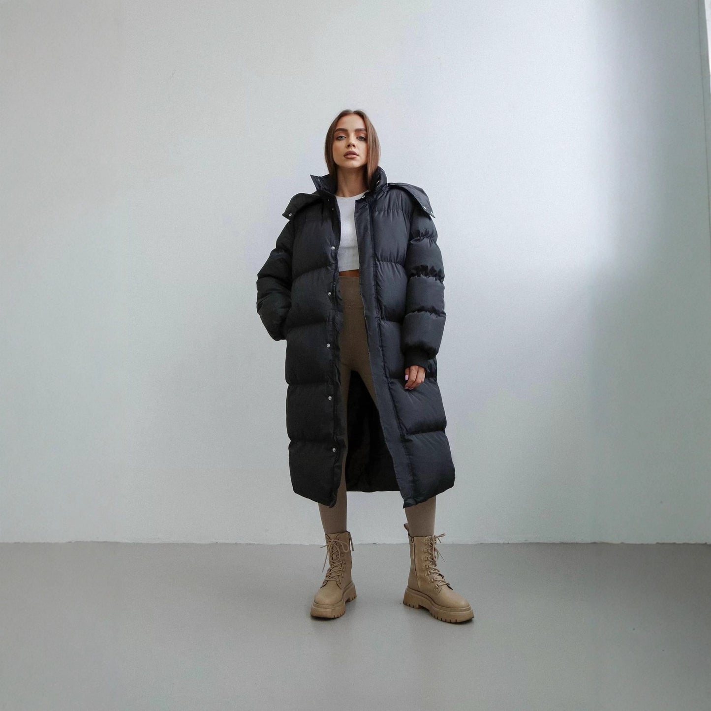 Women's Hooded Long Sleeve Cotton Padded Vest