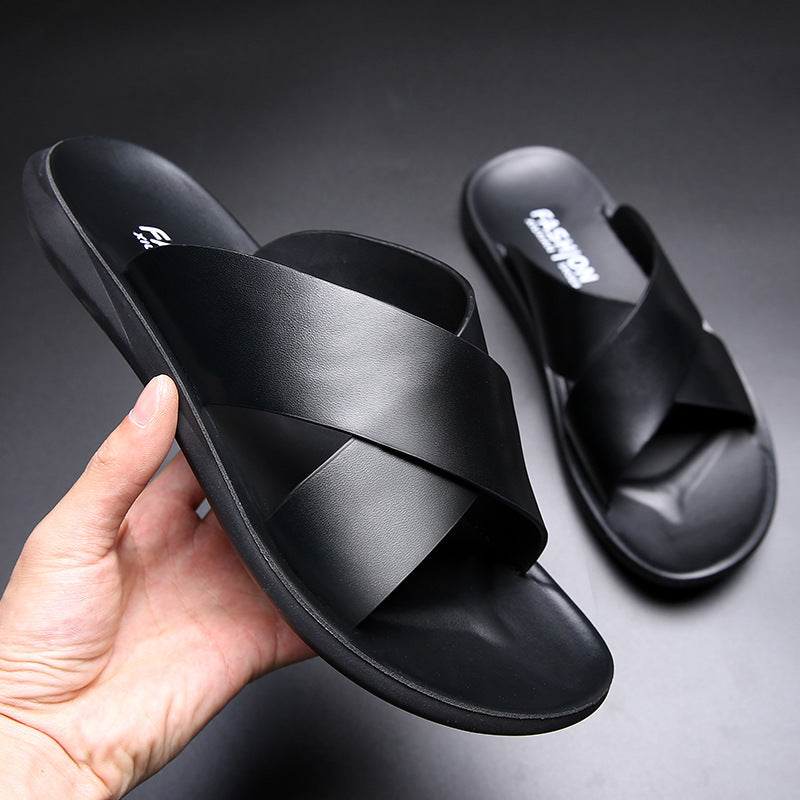 mens leather slippers