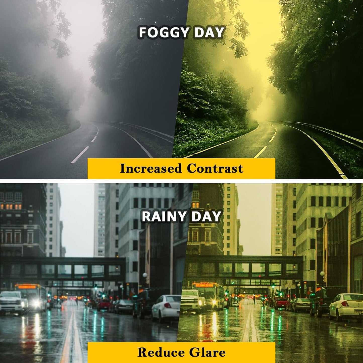 Experience Clearer Nights with Our 2 Pack Polarized Night Vision Glasses for Men and Women - Anti-Glare, Enhanced Vision Driving Glasses