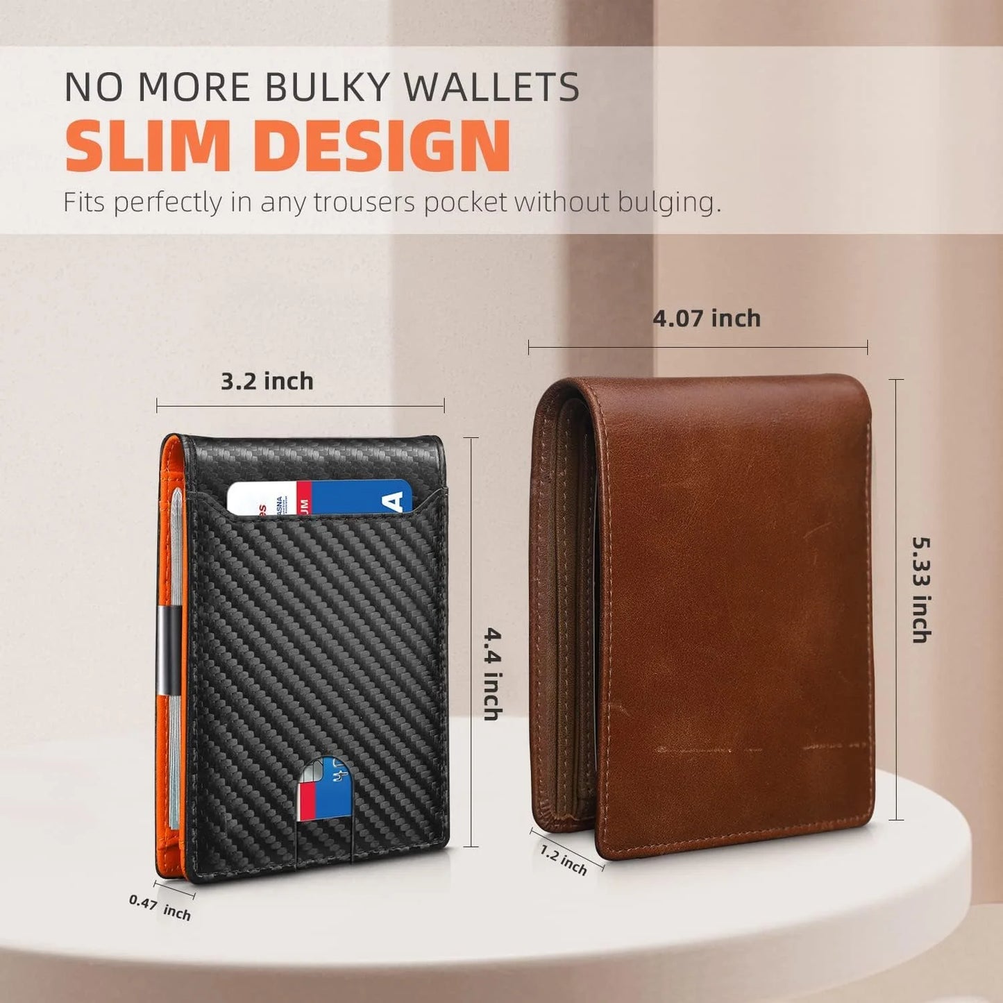 Sleek & Secure Men's Slim Wallet - Genuine Leather RFID Blocking Credit Card Holder with Money Clip - Perfect Gift for Any Occasion