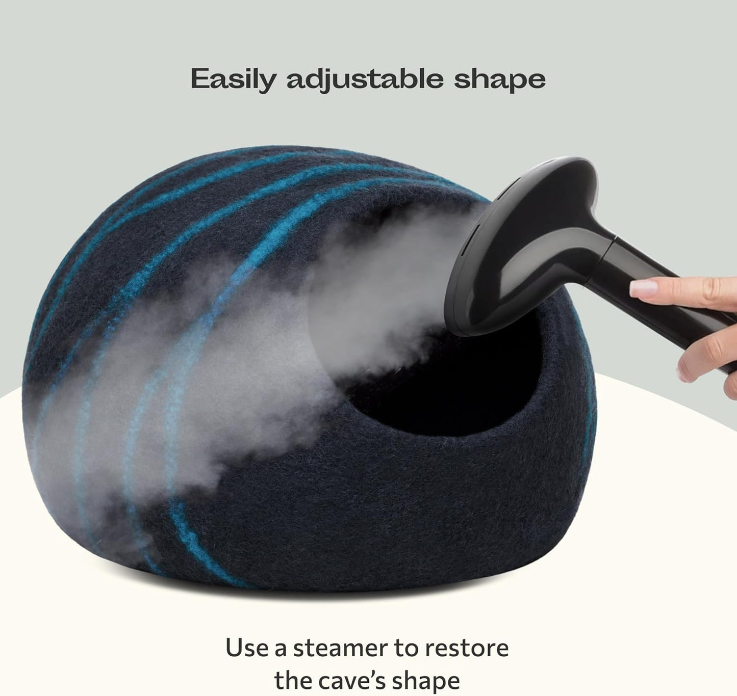 Luxurious Handmade Merino Wool Cat Cave - Cozy Black Aqua Bed for Indoor Cats (Large)