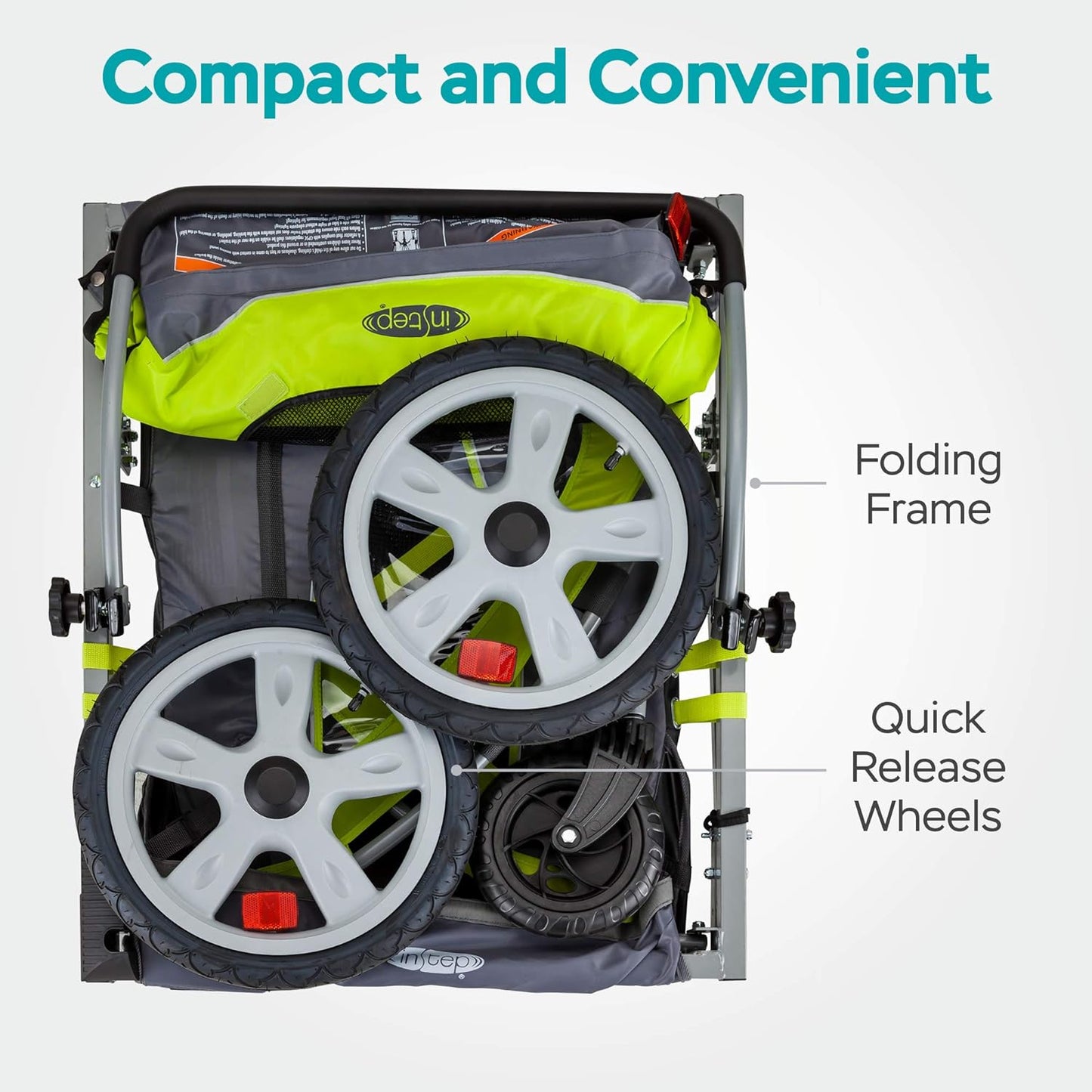 Adventure Awaits: Quick-N-EZ Double Tow Behind Bike Trailer for Toddlers & Kids - Converts to Stroller & Jogger with 2-in-1 Canopy, Universal Bicycle Coupler, and Folding Frame in Vibrant Colors