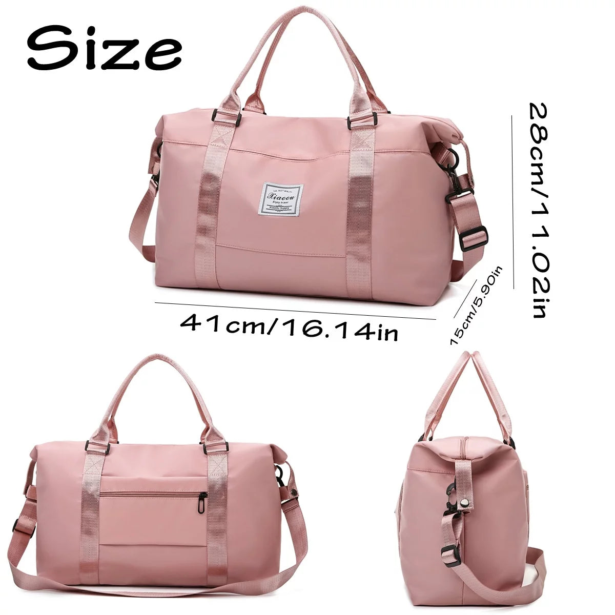 Stylish Pink Travel Duffel Bag - Perfect Gym Tote and Weekend Companion for Women