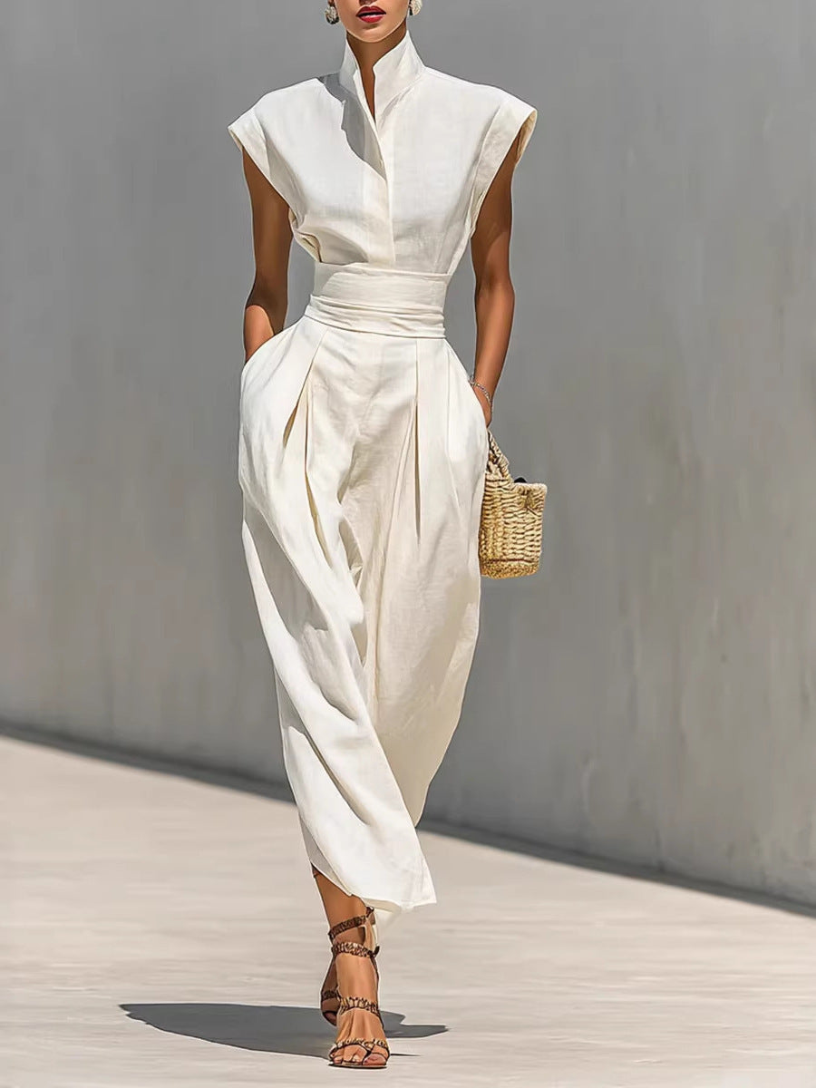 Elegant High Neck Sleeveless Dress