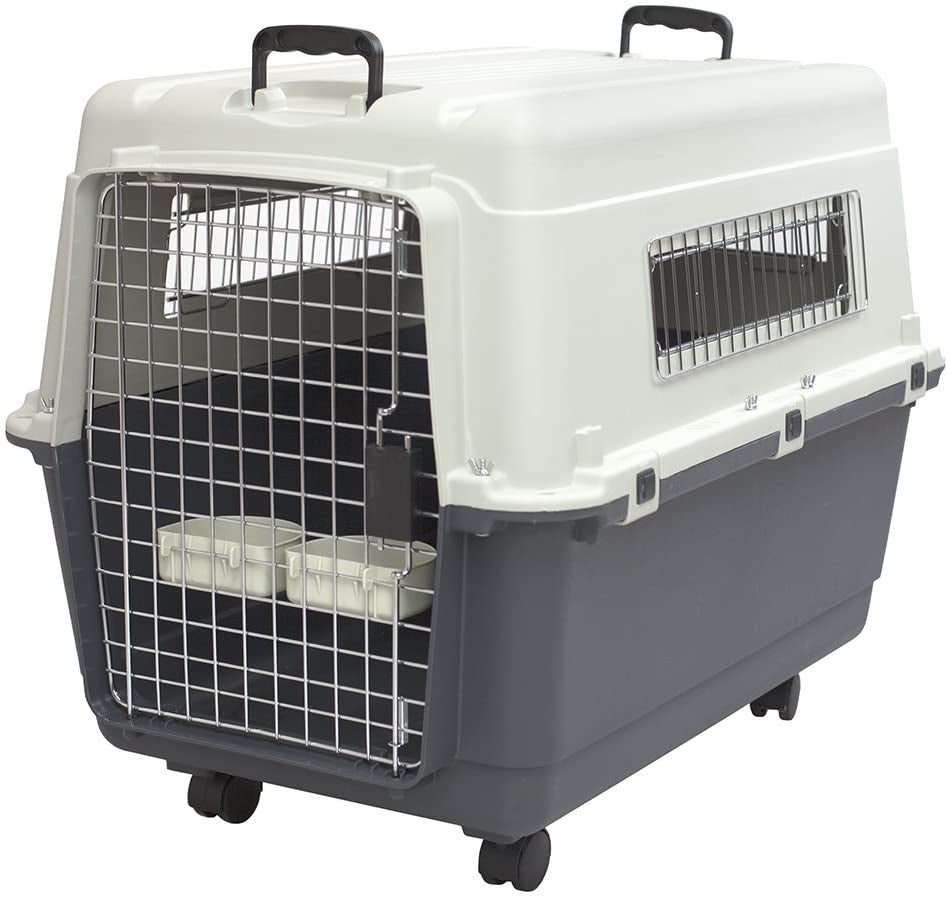 Ultimate Large Travel Dog Crate with Wheels - Airline Approved Kennel in Gray