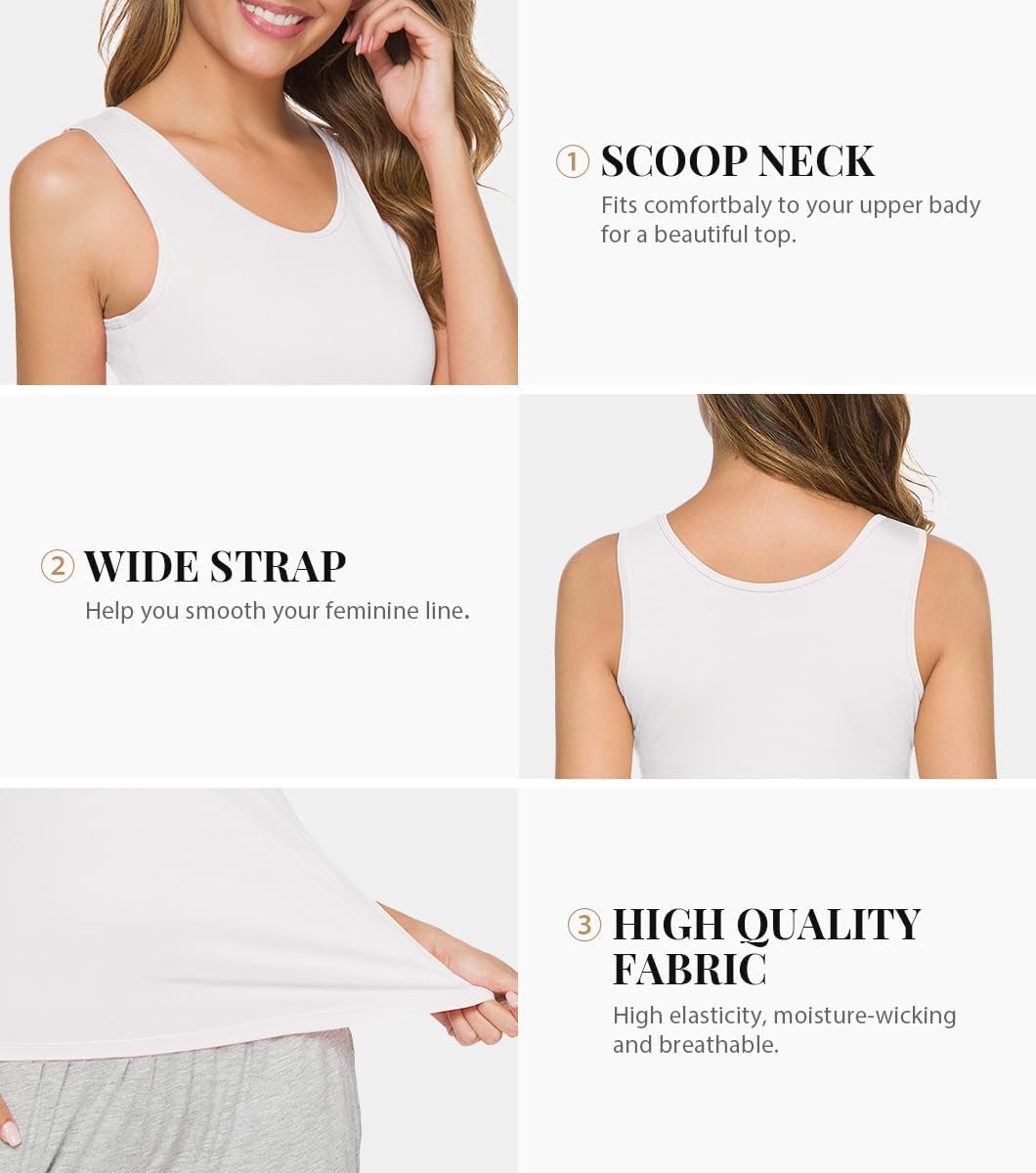 Essential 4-Pack Women’s Sleeveless Tank Tops - Perfect for Layering and Everyday Comfort