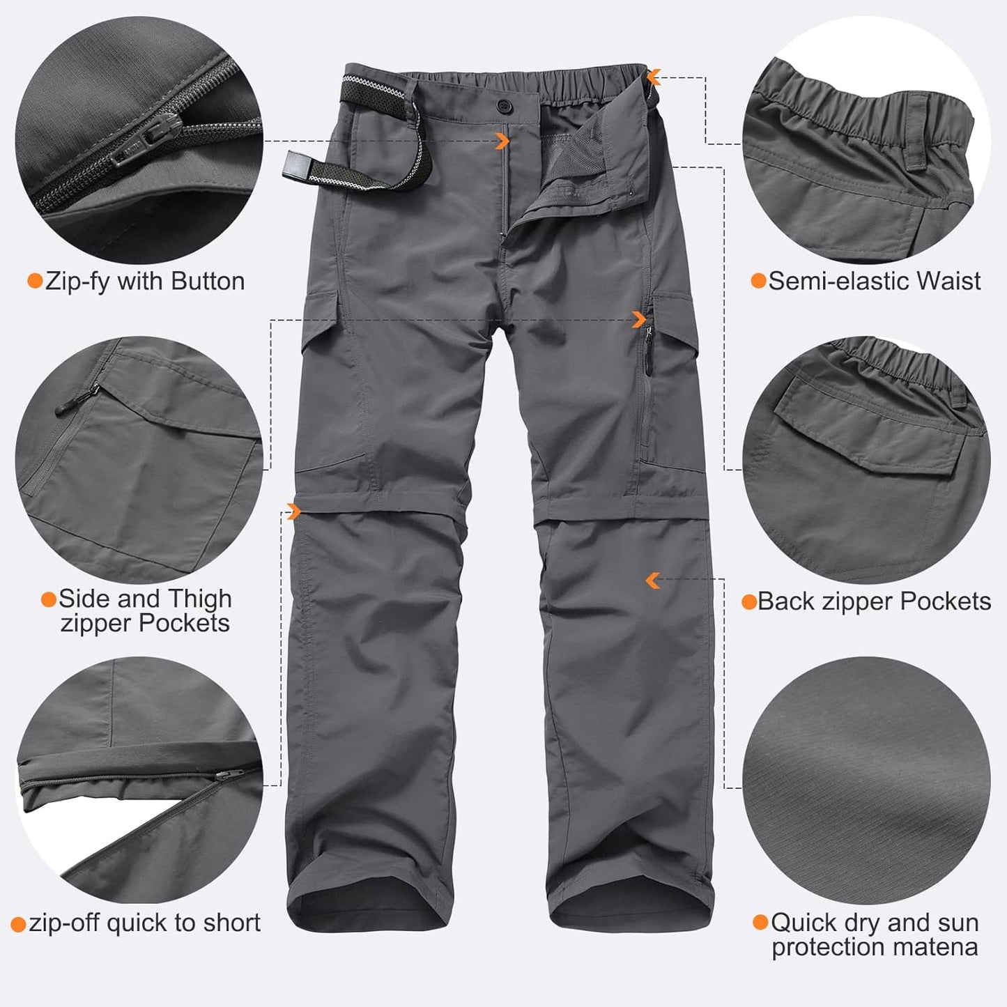 Men's Quick-Dry Hiking Pants - Lightweight Convertible Fishing Trousers for Outdoor Adventures