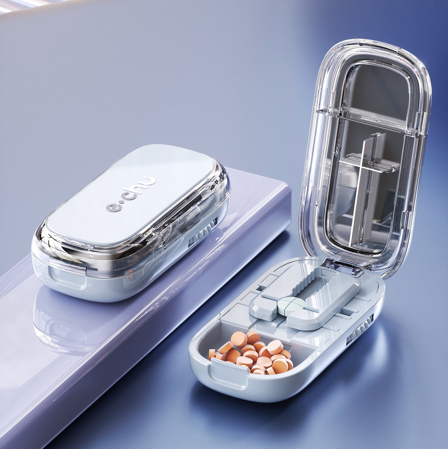 Portable Medicine Tablet Cutter and Storage Box