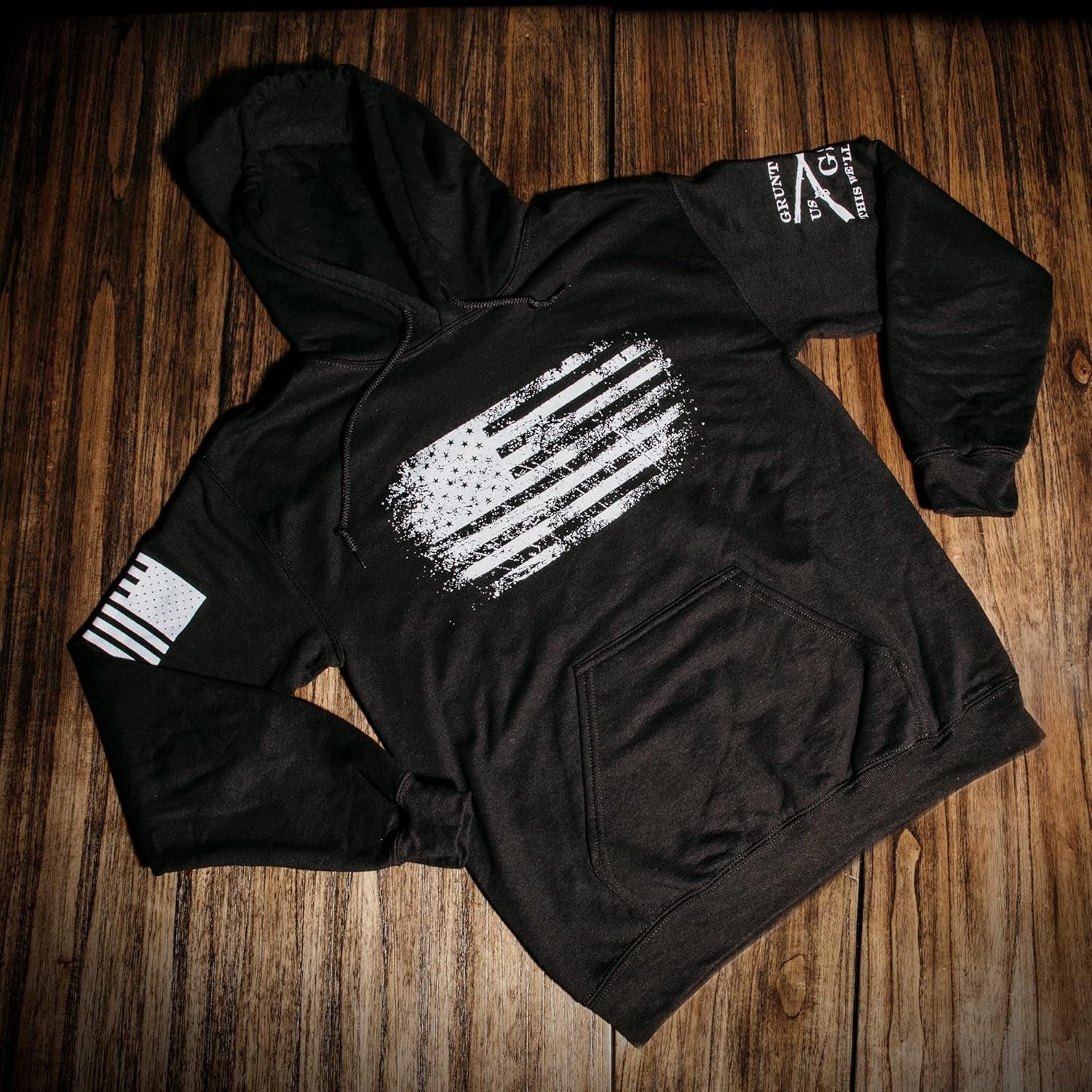 Vintage American Patriot Hoodie - Unisex XX-Large in Classic Black