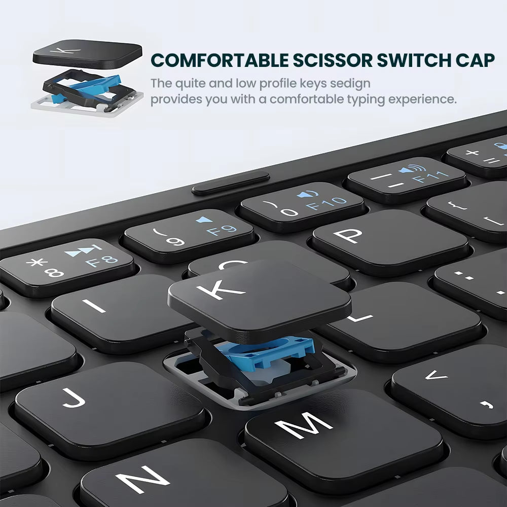 Ultimate Portable Quadruple Folding Bluetooth Keyboard with Touchpad for Seamless Typing on Windows, Android, and iOS Devices
