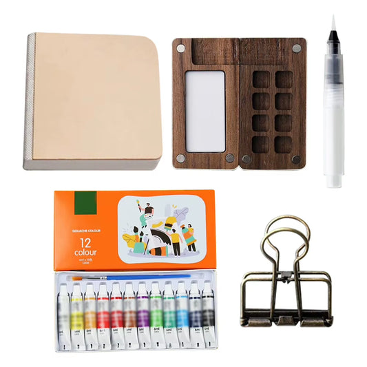 Compact Travel Watercolor Paint Palette Set - Perfect for Artists and Students on the Go