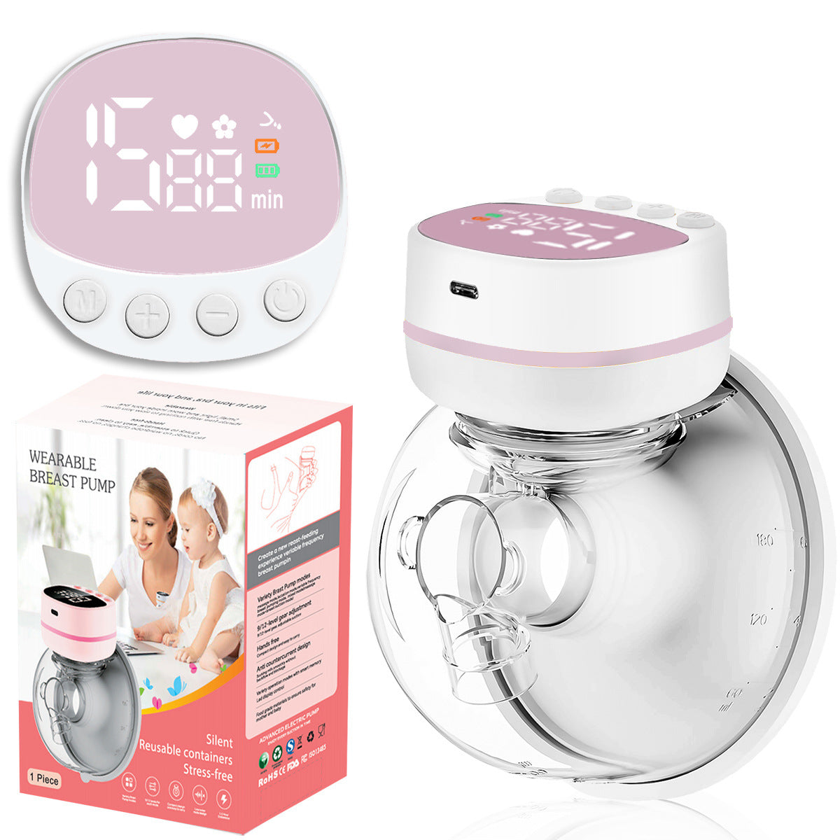 Wearable electric breast pump