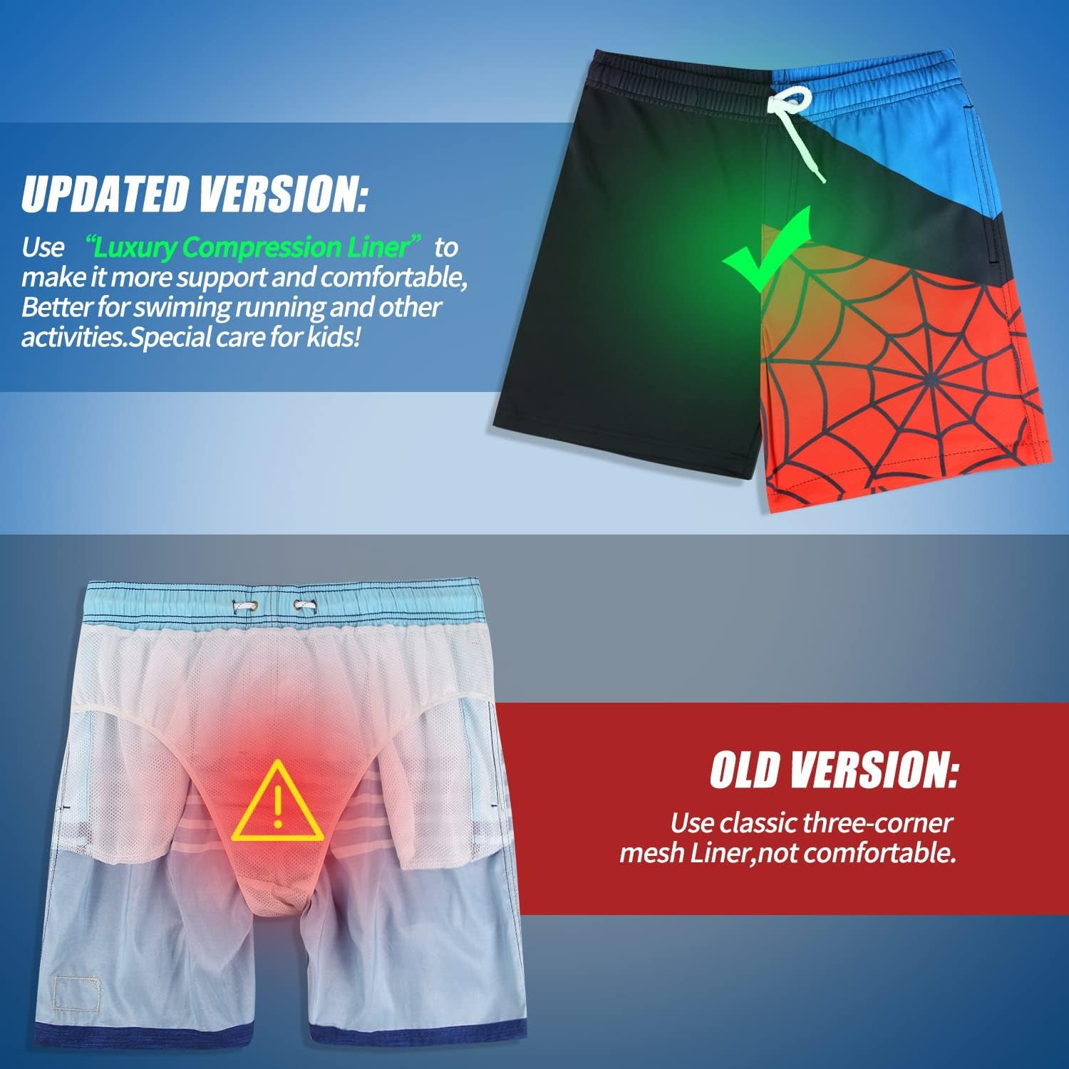 Ultimate Comfort Boys Swim Trunks with Compression Liner - Anti-Chafe, Quick Dry, UPF Protection - Size 3T-20