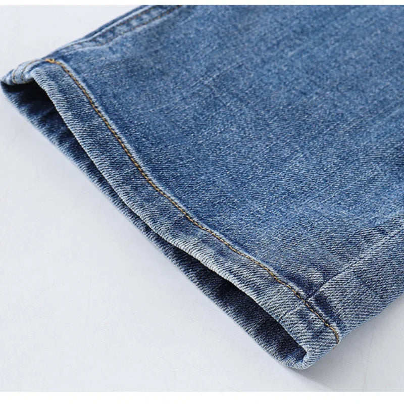 Chic Spring Denim Jeans for Girls Aged 3-9 - Stylish Wide Leg Trousers in Solid Color