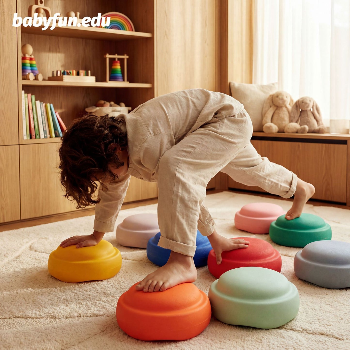 EPP Foam Rainbow Stepping Stones and Balance Board Set