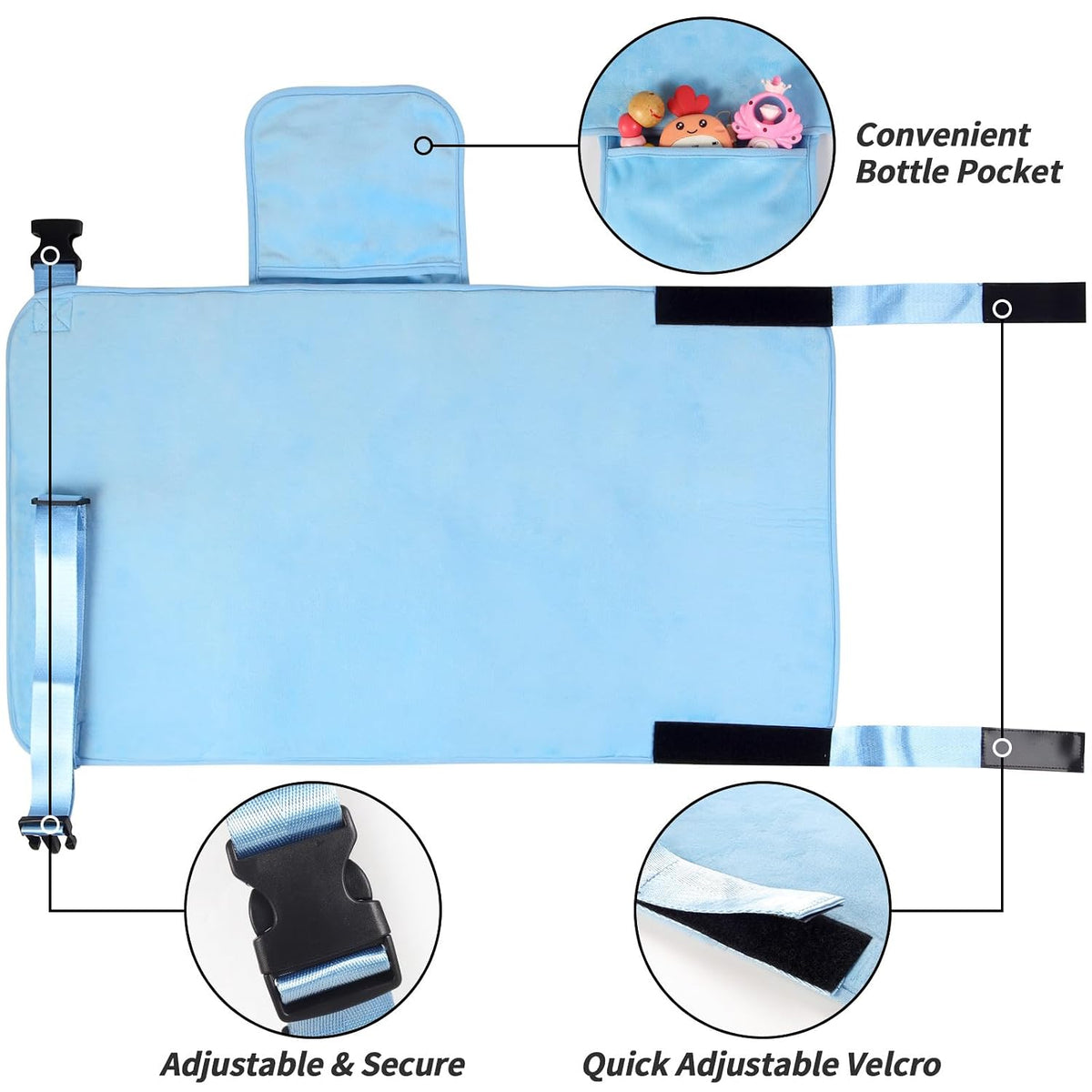Toddler Airplane Bed, Portable Kids Airplane Seat Extender, Airplane Travel Essentials for Toddlers, Comfortable Footrest for Kids, Must-Have Toddler Travel Bed for Flights (Blue)