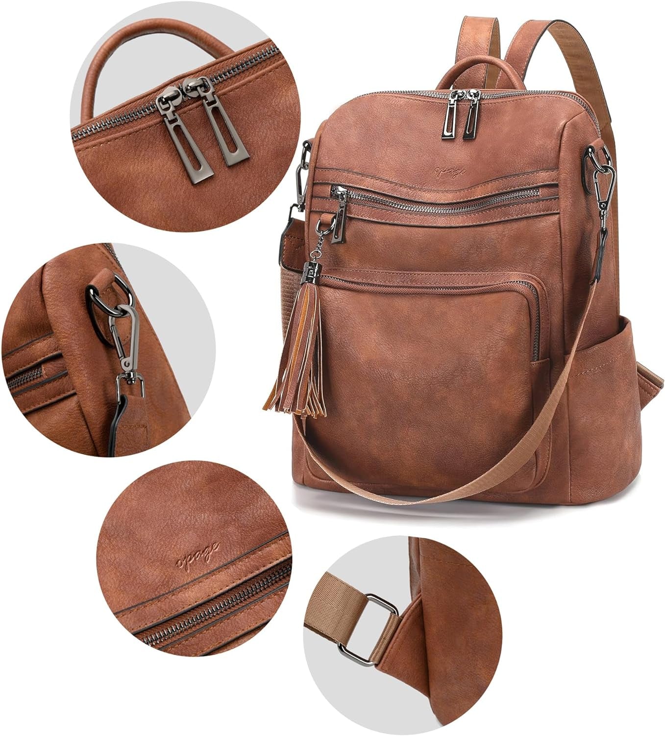 Stylish Leather Backpack Purse for Women - Fashionable Tassel Design, Versatile Large Capacity Travel Bag