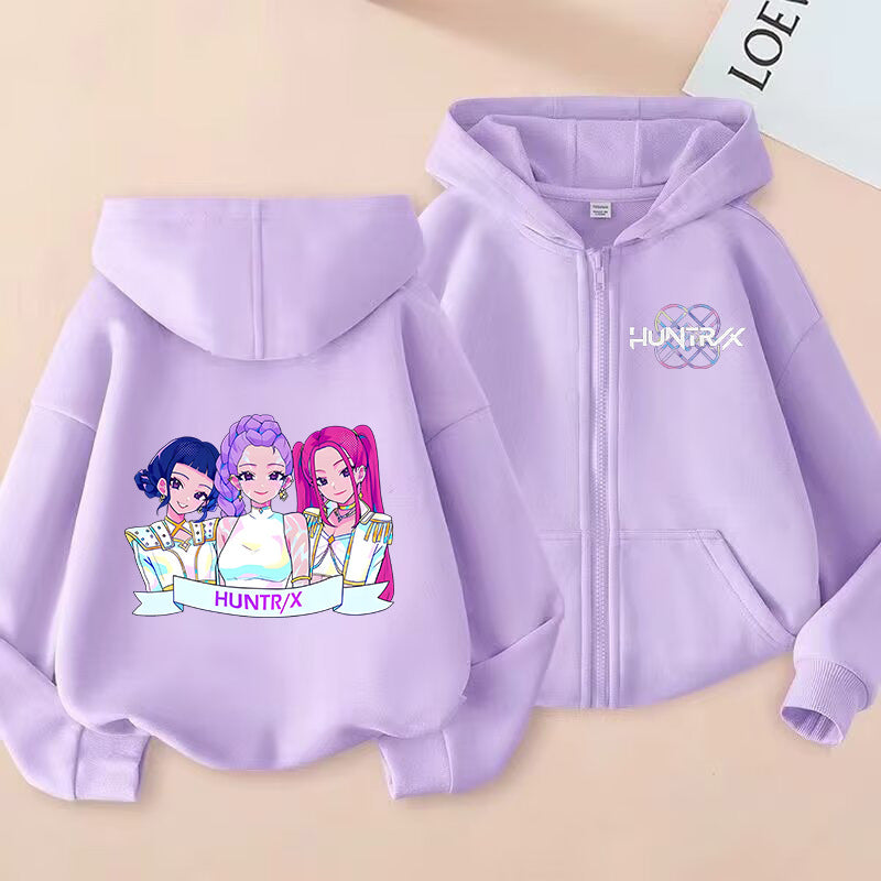 Kids KPop Demon Hunters Fleece Zipper Hoodie