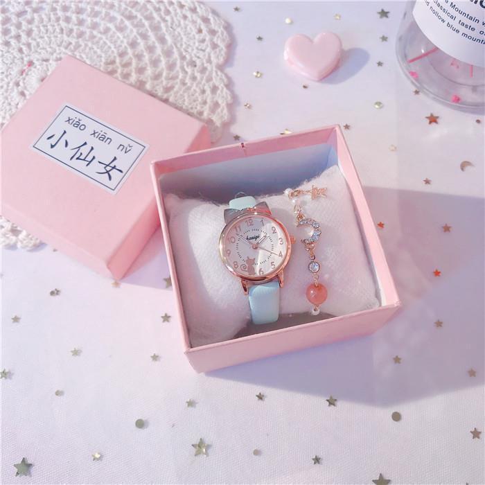 Kids Waterproof Quartz Watch with Bracelet, Cute Girl's Fashion Watch, Korean Style