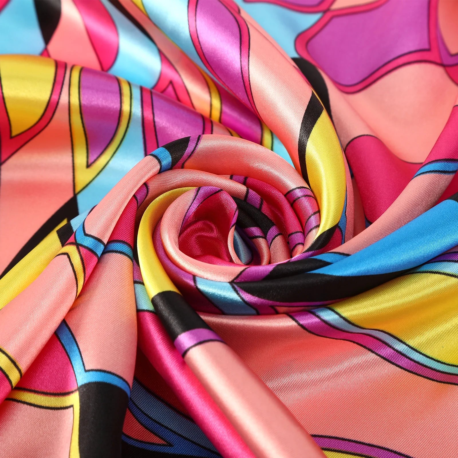 Elegant 35" Satin Square Head Scarves - Set of 2 Silk Floral Hair Bandanas for Women