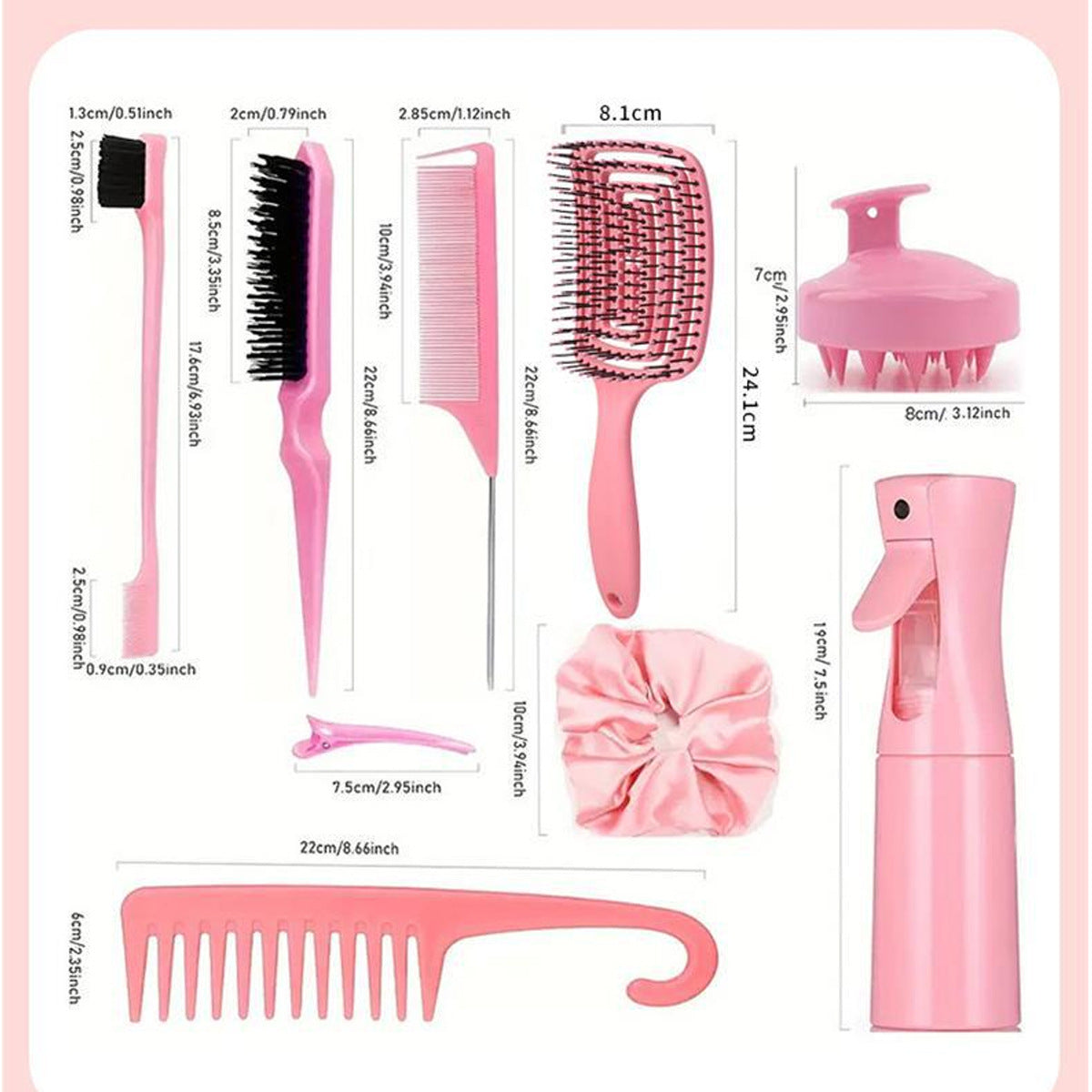 Hair comb set with spray bottle