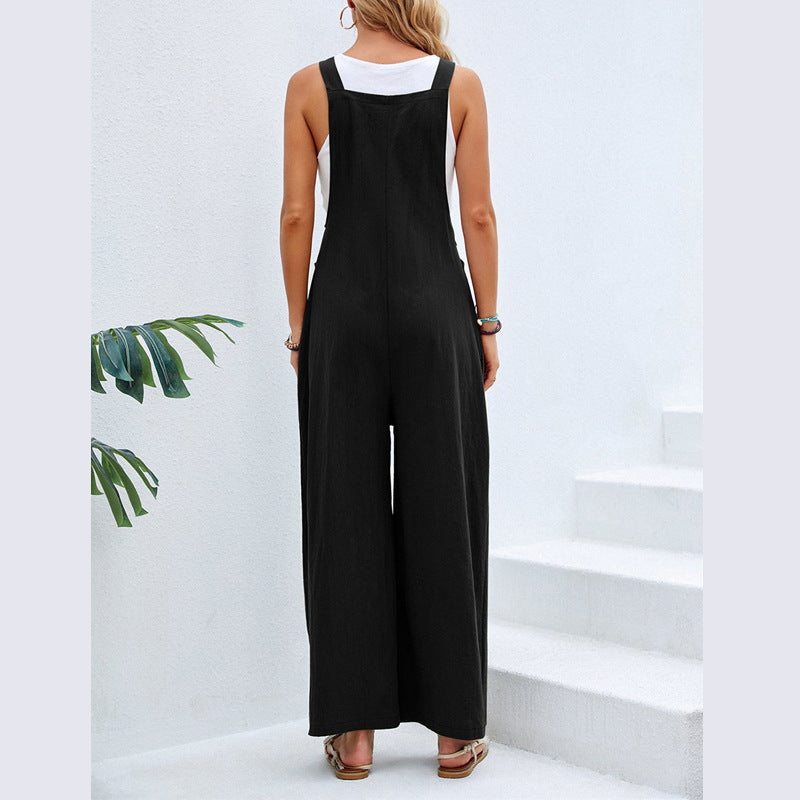 Casual Cotton Suspenders Pants for Women
