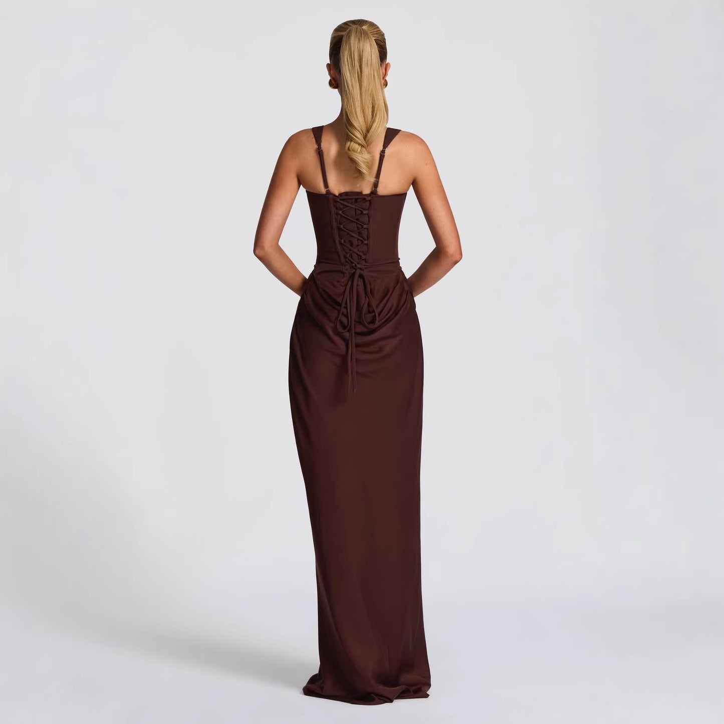 Sleeveless Backless Bodycon Long Dress with Fish Tail Hem
