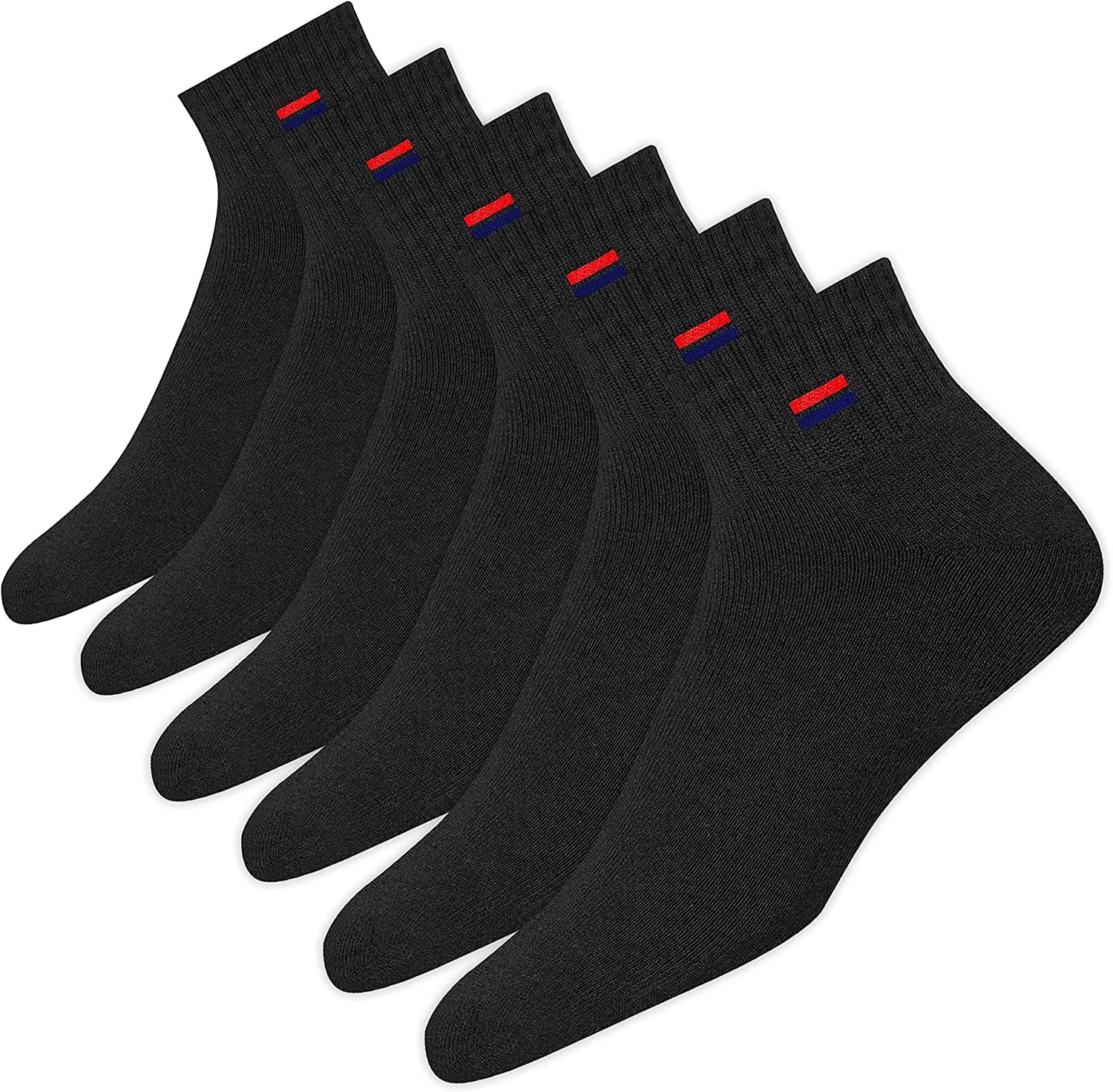 Ultimate Comfort Men’s Athletic Cotton Quarter Socks - Perfect for Running, Training, and Everyday Wear - Pack of 6