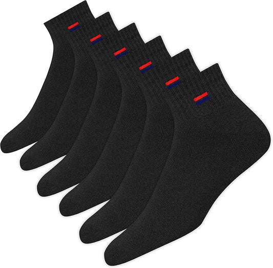 Ultimate Comfort Men’s Athletic Cotton Quarter Socks - Perfect for Running, Training, and Everyday Wear - Pack of 6