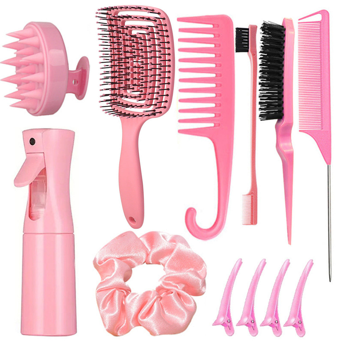 Hair comb set with spray bottle