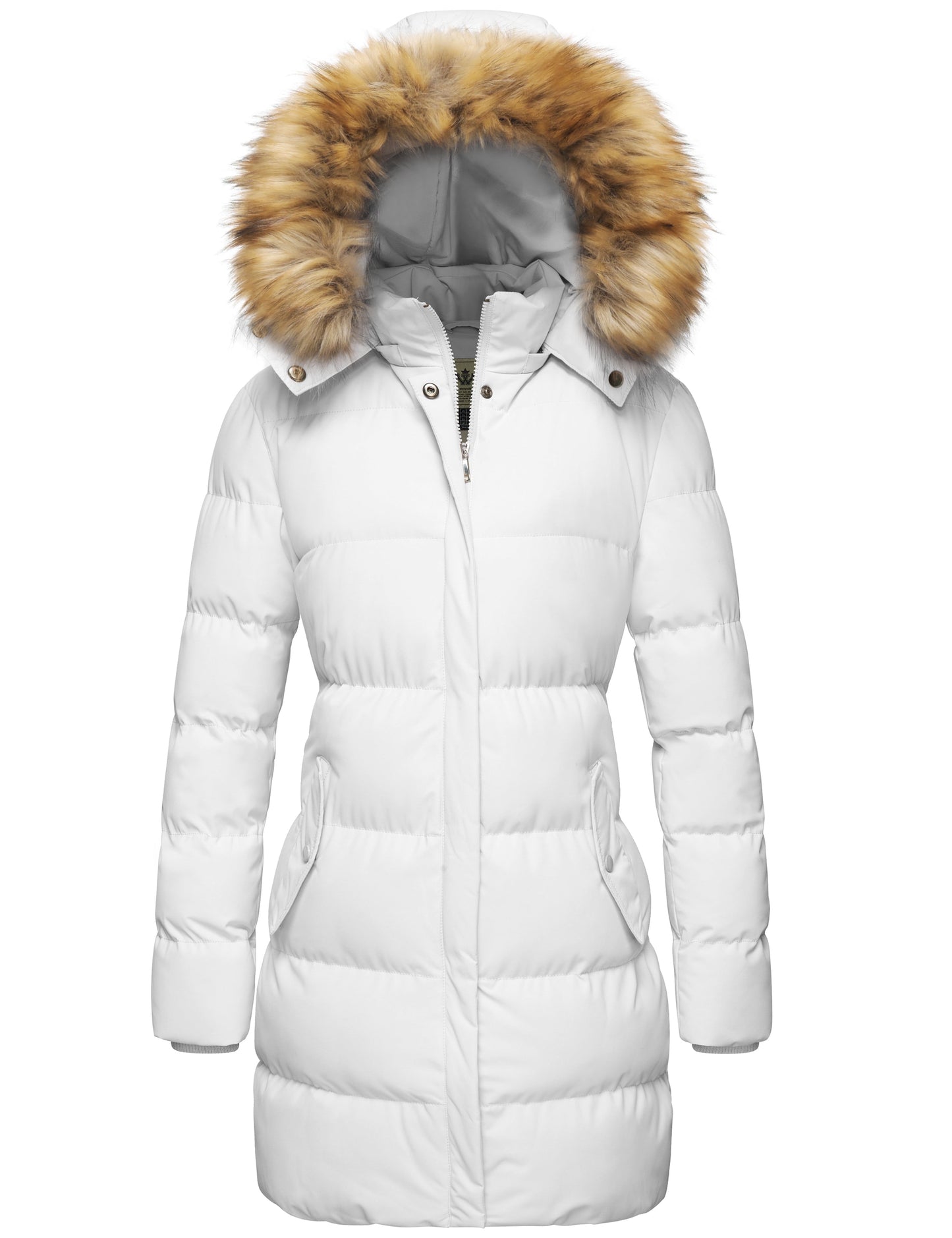 Stay Stylish and Warm: Women's Hooded Waterproof Puffer Jacket in Elegant White - Size M