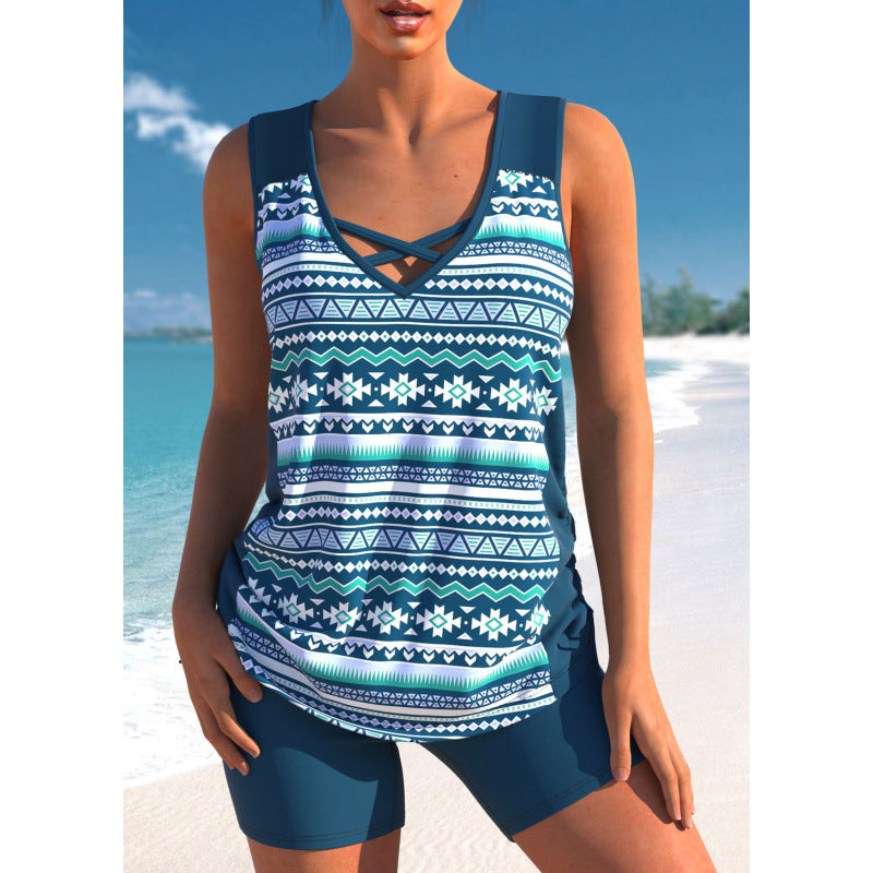 Women's Two-Piece Swimsuit Vest and Shorts
