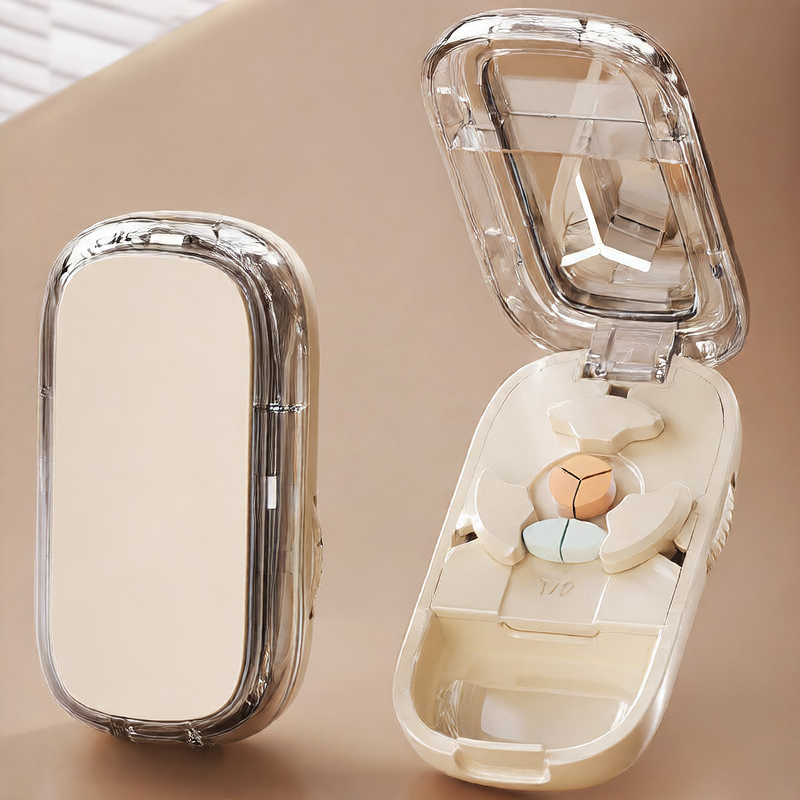 Portable Medicine Tablet Cutter and Storage Box