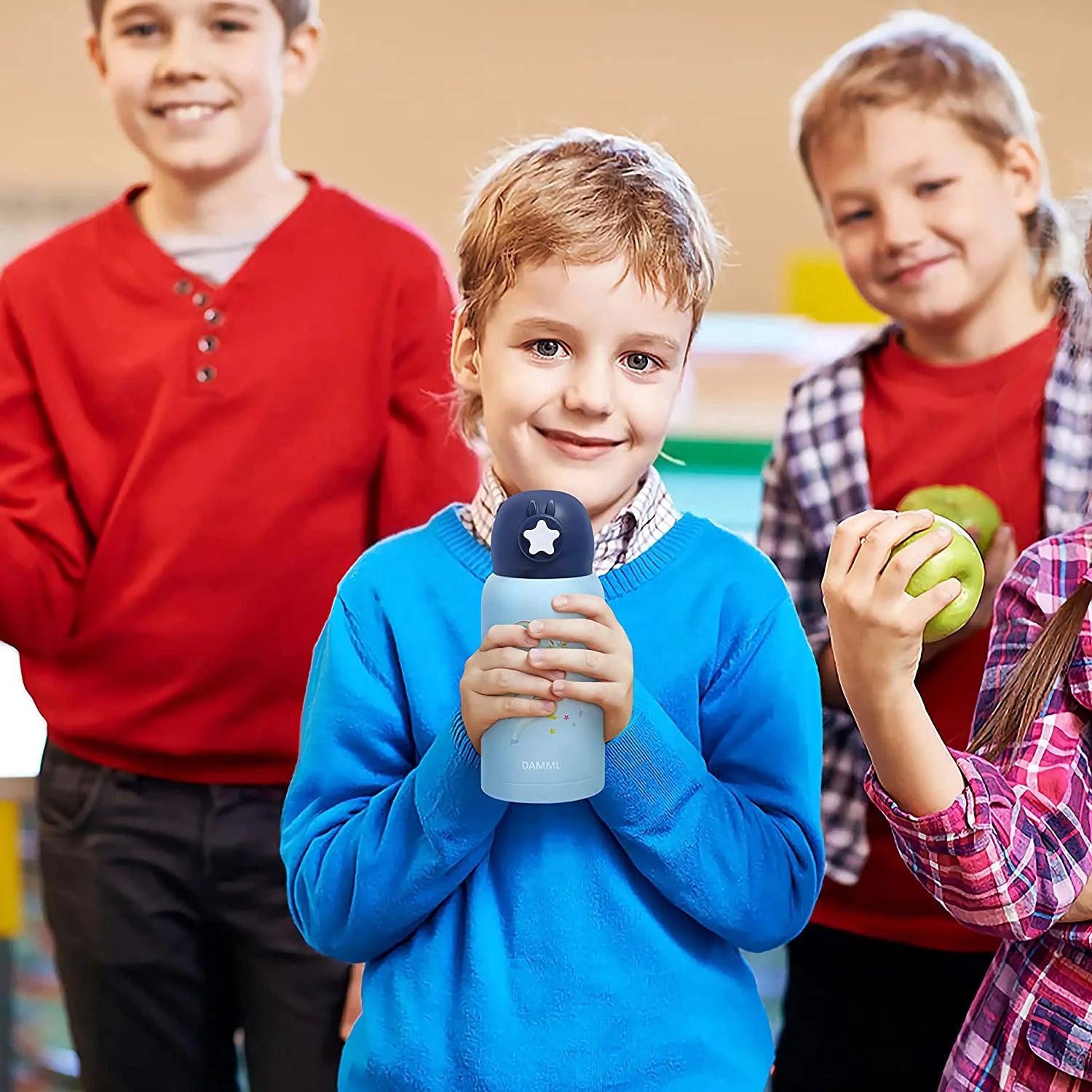 Charming Unicorn Insulated Water Bottle for Kids - Perfect for School and Travel, 17 Oz with Straw and Shoulder Strap