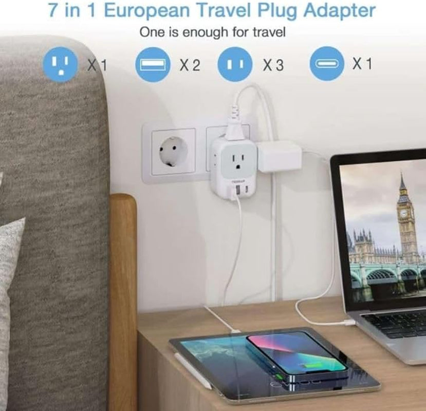 Ultimate European Travel Plug Adapter with Dual USB Ports - Perfect for US Travelers in Europe!