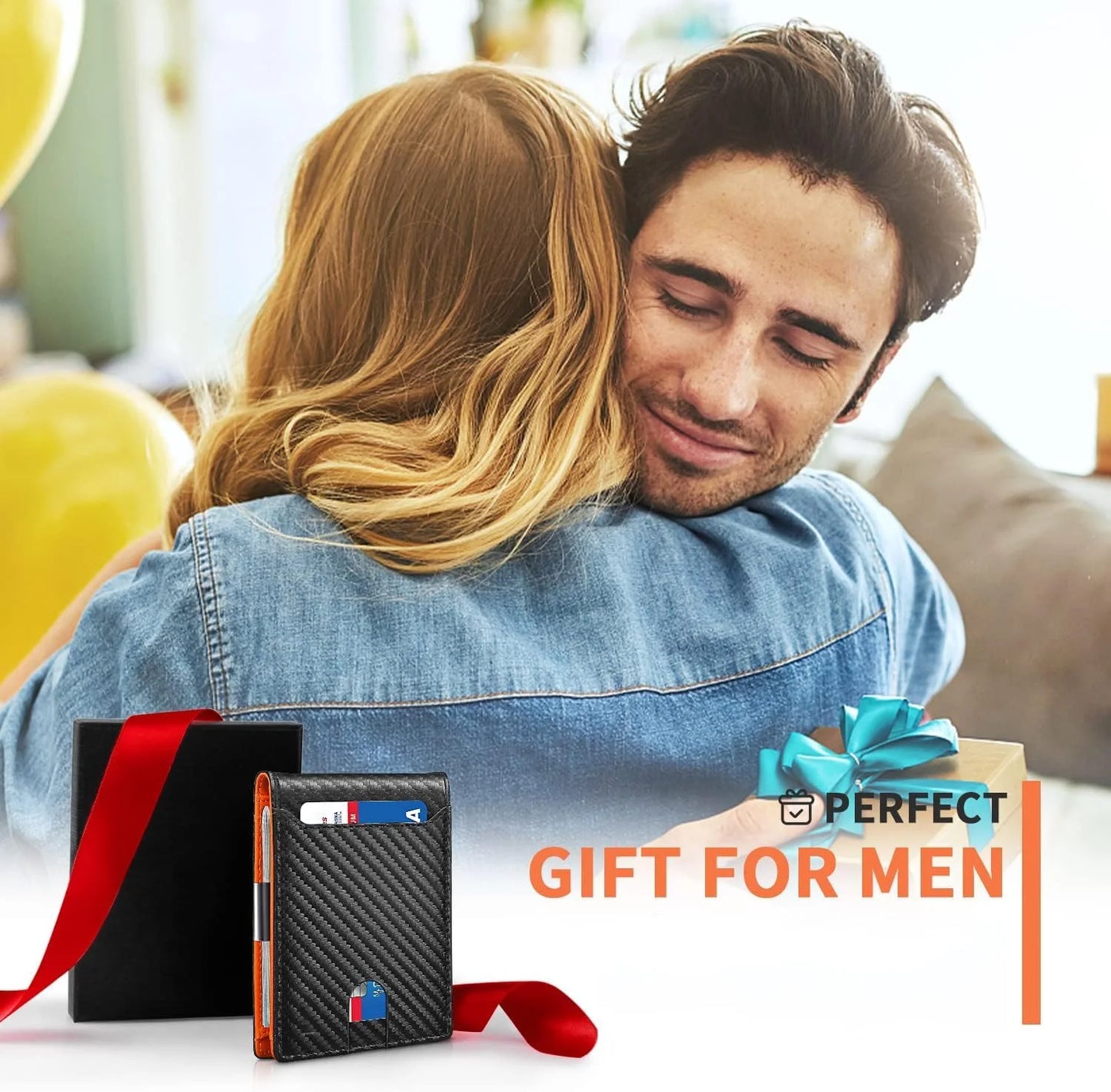 Sleek & Secure Men's Slim Wallet - Genuine Leather RFID Blocking Credit Card Holder with Money Clip - Perfect Gift for Any Occasion