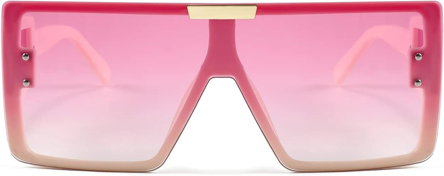 Elevate Your Style with FEISEDY Square Oversized Flat Top Sunglasses - Unisex with Integrated Side Lenses