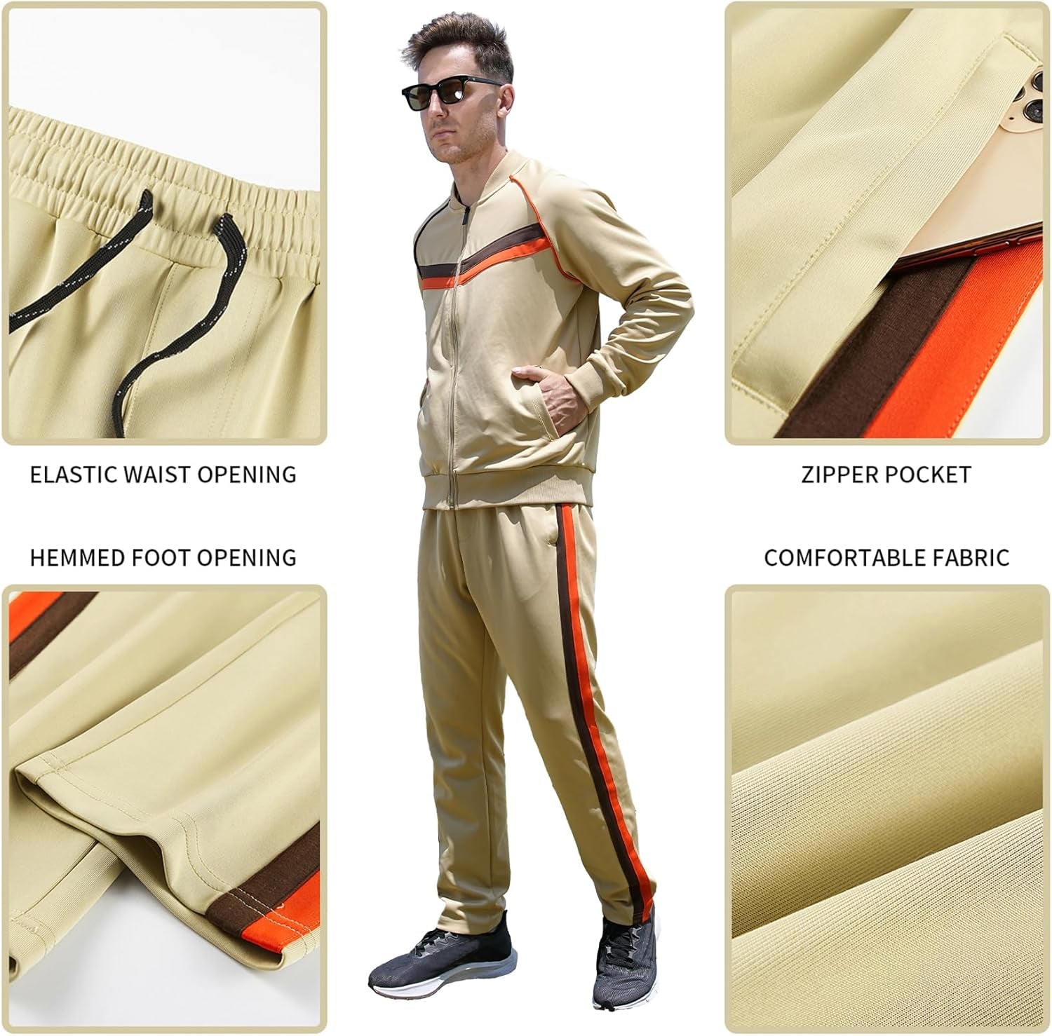 Elevate Your Activewear with W JIANWANG Men's Casual Long Sleeve Tracksuit Set - Perfect for Jogging and Everyday Comfort