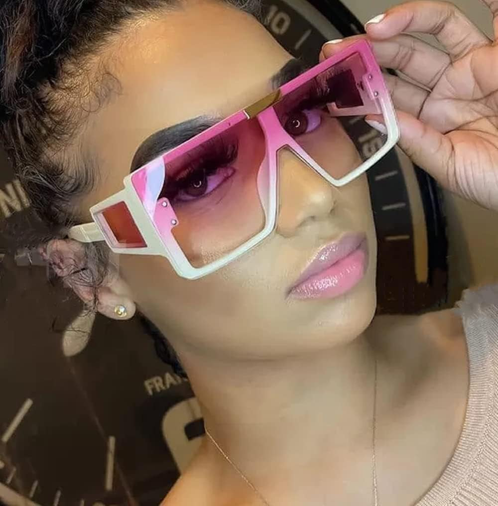 Elevate Your Style with FEISEDY Square Oversized Flat Top Sunglasses - Unisex with Integrated Side Lenses