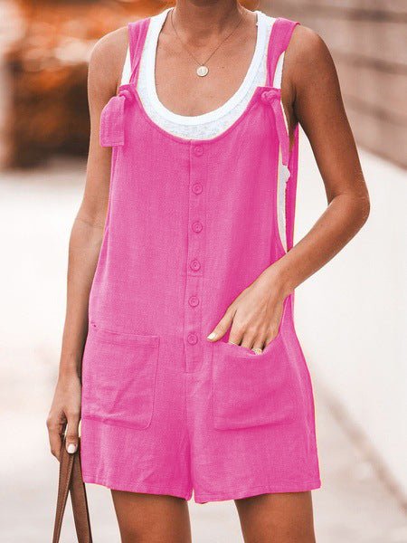 Adjustable Lace - Up Cotton Linen Overalls Pants - Journey Must Haves