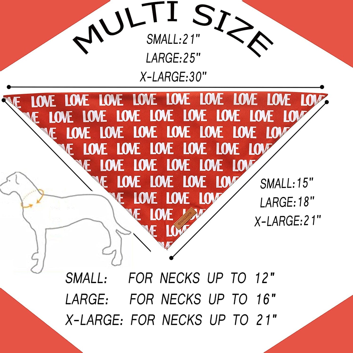 Adorable Love Dog Bandanas 2 Pack - Reversible Triangle Scarves for Valentine's Day & Mother's Day - Perfect for Medium to Large Dogs! - Journey Must Haves